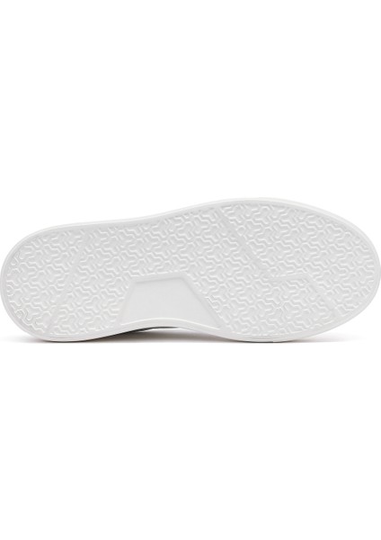 Erkek Beyaz Bağcıklı Kalın Tabanlı Deri Sneaker 25SFD7001FT