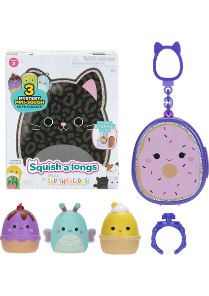Squish-A-Longs 3 Figür + Yüzük Çantalı Sürpriz Paket Seri 2