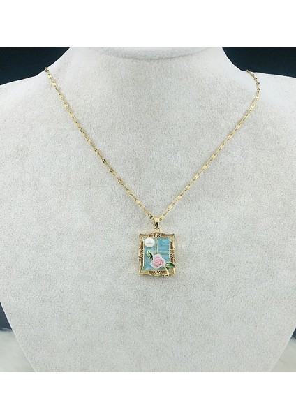 Yeni Model Vintage Serisi Çiçekli Çelik Kadın Kolye