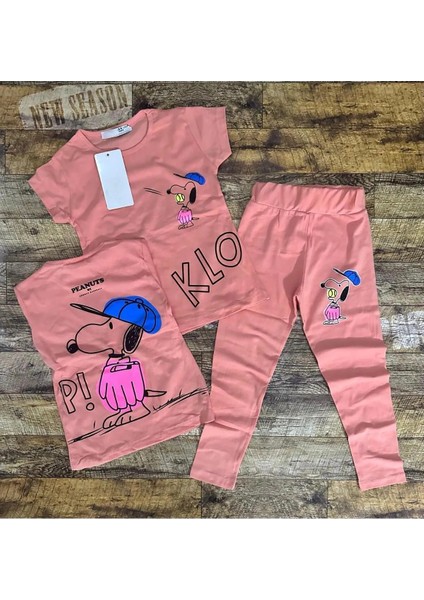 Peanut Detaylı Yazlık Kız Çocuk Taytlı Alt Üst Takım