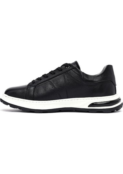 Erkek Beyaz Bağcıklı Kalın Tabanlı Deri Sneaker 25SFD675018