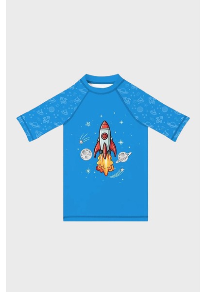 Skyrocket Baskılı Uv Korumalı Kısa Kollu Mayo T Shirt Erkek Çocuk T Shirt ST2532000003