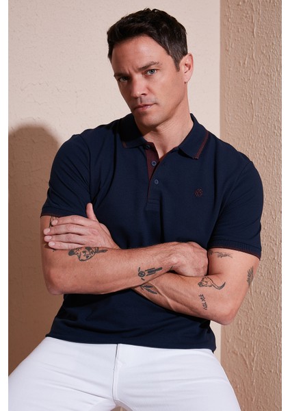 Pamuk Düğmeli Slim Fit Polo Yaka T Shirt Erkek Polo Yaka T Shirt 5902118