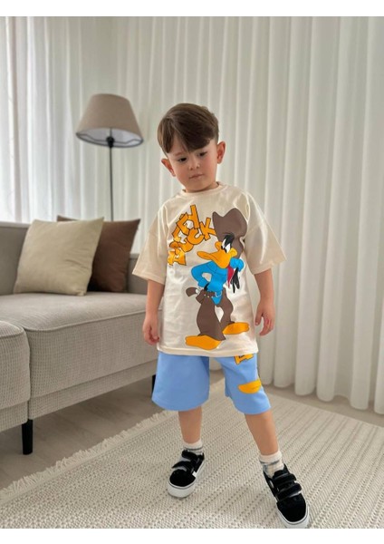Dufy Duck Detaylı Erkek Çocuk Şortlu Takım