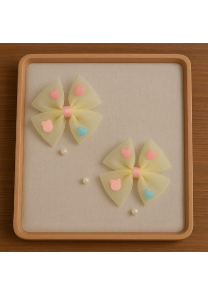 Kalp Detaylı Fiyonklu Kız Çocuk Pens Toka