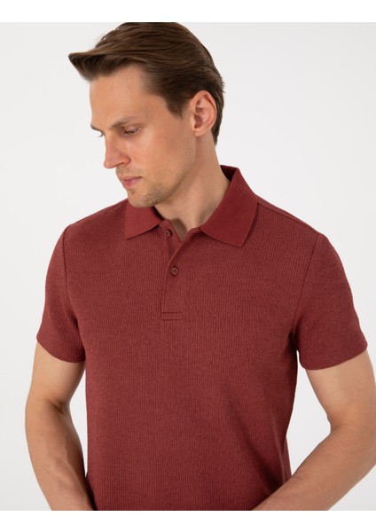 Erkek Nar Slim Fit Örme Dokulu Polo Yaka Tişört 50310171-VR239 fiyatları