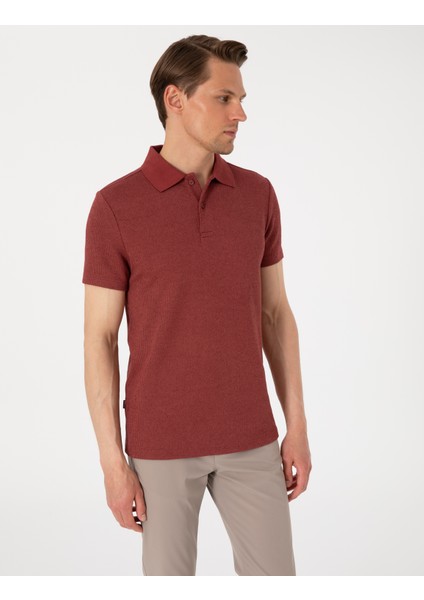 Erkek Nar Slim Fit Örme Dokulu Polo Yaka Tişört 50310171-VR239 modelleri