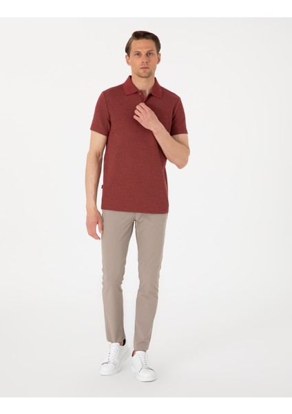 Erkek Nar Slim Fit Örme Dokulu Polo Yaka Tişört 50310171-VR239 fırsatları