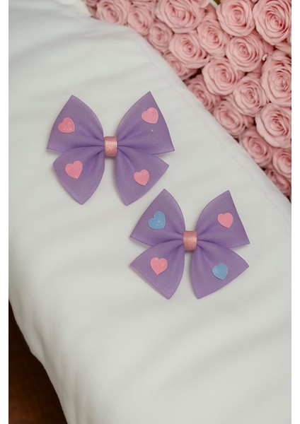 Kalp Detaylı Fiyonklu Kız Çocuk Pens Toka