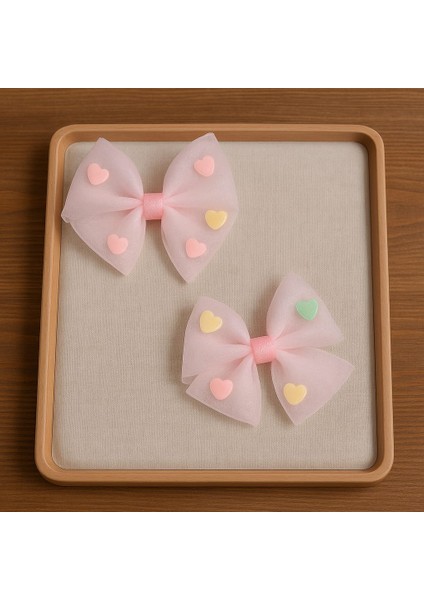 Kalp Detaylı Fiyonklu Kız Çocuk Pens Toka