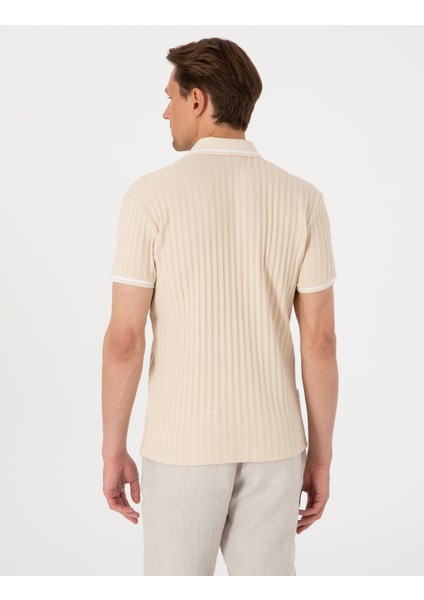 Erkek Bej Slim Fit Örme Dokulu Polo Yaka Tişört 50310162-VR011 indirimleri