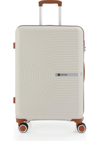 Polipropilen Valiz V374 75 cm Büyük Boy Kemik-Kahve