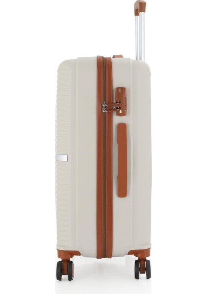 Polipropilen Valiz V374 75 cm Büyük Boy Kemik-Kahve modelleri