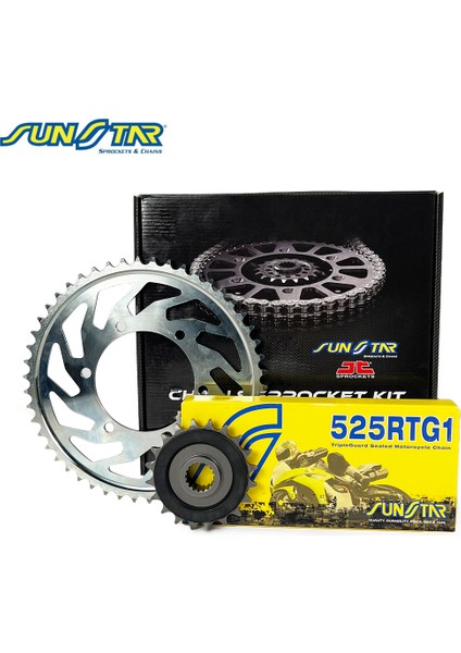 Zincir Dişli Seti Ktm Super Adventure R S T (1290 Cc) (2021-2024) Ktm Super Adventure R S T 1290CC Zincir: Sunstar SS525RTG1 (GOLD)-120 Ön-Arka Dişli: Jt (17T-42T) 2021-2022-2023-2024