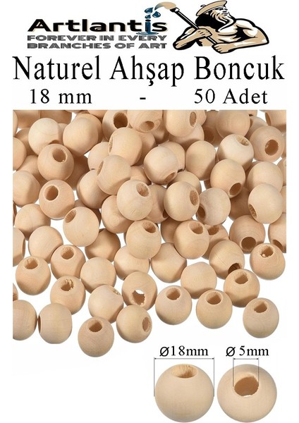 Naturel Ahşap Boncuk 18MM 50 Li 1 Paket Ham Boyanabilir Ahşap Yuvarlak Doğal Boncuklar Takı Tasarım Ektinlik Kreş Okul