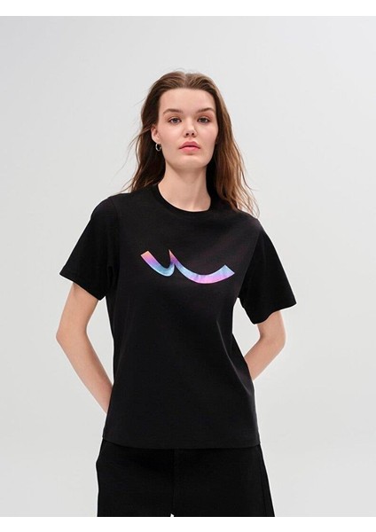 LTB Kadın Sıgn Baskılı Kısa Kollu Regular Siyah T-shırt fiyatları