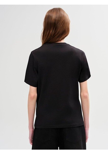 LTB Kadın Sıgn Baskılı Kısa Kollu Regular Siyah T-shırt modelleri