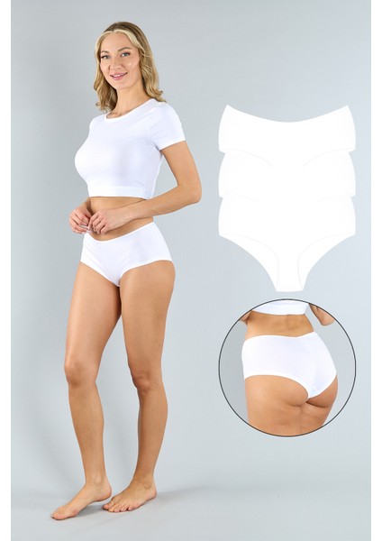 Pamuklu Beyaz Basic Kadın Boxer Külot 3'lü Paket