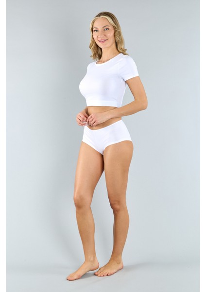 Pamuklu Beyaz Basic Kadın Boxer Külot 3'lü Paket