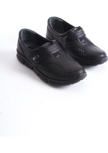 Kadın Siyah Hakiki Deri Ortopedik Taban Kemik Çıkıntılı Özel Üretim Günlük Casual Ayakkabi fırsatları