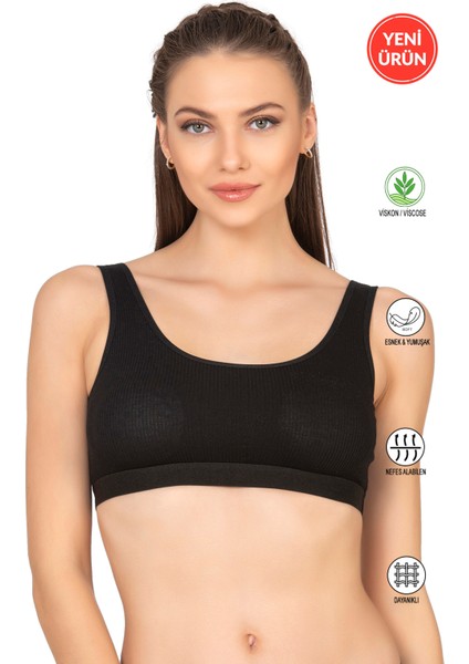 Özkan 27408 Kadın Viskon Kumaş Çıkarılabilir Pedli Balensiz Kaşkorse Kalın Askılı Sütyen Büstiyer