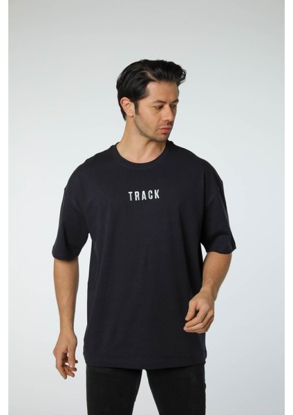 Baskılı Oversize Bisiklet Yaka T-Shirt