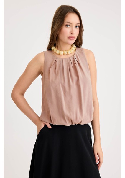 Önü Pileli Sıfır Kol Etek Ucu Lastikli Bluz fiyatları