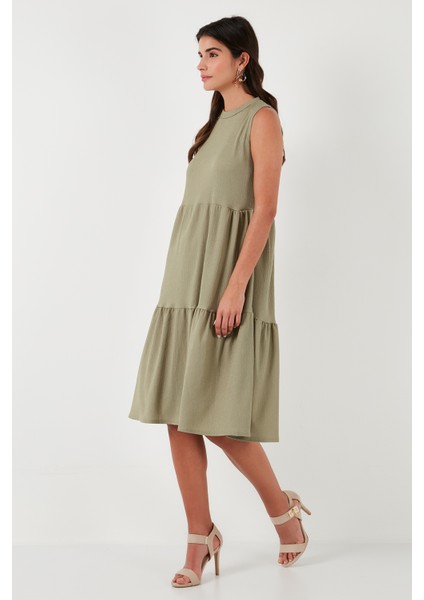 Regular Fit Kolsuz Midi Elbise Bayan Elbise 5869008
