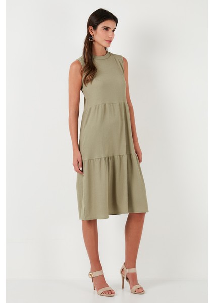 Regular Fit Kolsuz Midi Elbise Bayan Elbise 5869008