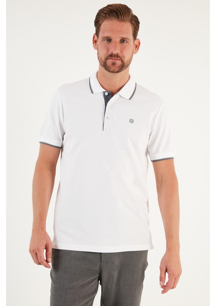 Pamuklu Slim Fit Şerit Detaylı Düğmeli Polo Yaka 4'lü Paket T Shirt Erkek T Shirt 5902118S4