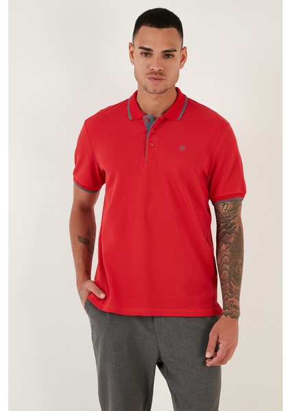 Pamuklu Slim Fit Şerit Detaylı Düğmeli Polo Yaka 4'lü Paket T Shirt Erkek T Shirt 5902118S4