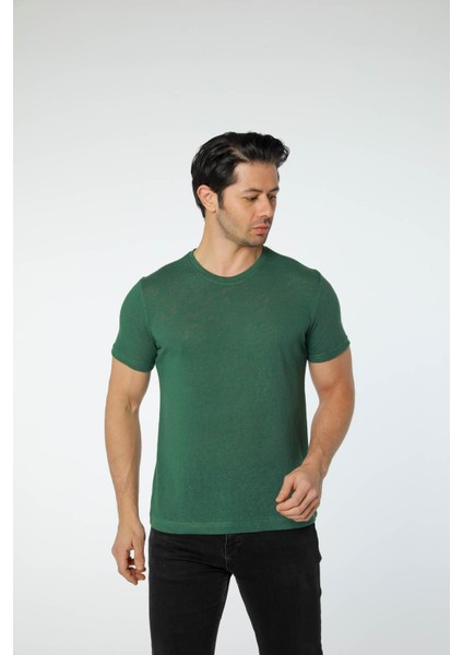 Keten Bisiklet Yaka T-Shirt