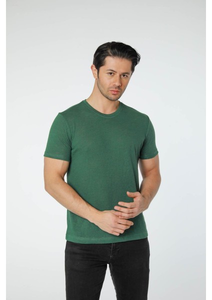 Keten Bisiklet Yaka T-Shirt