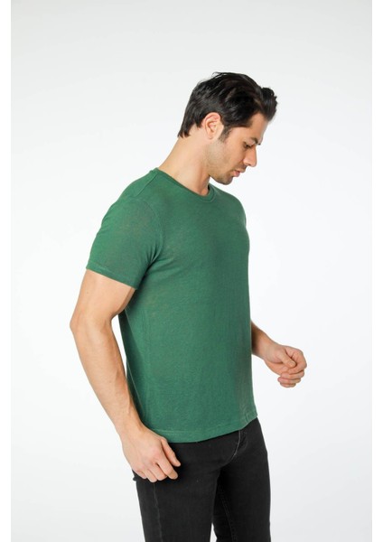 Keten Bisiklet Yaka T-Shirt