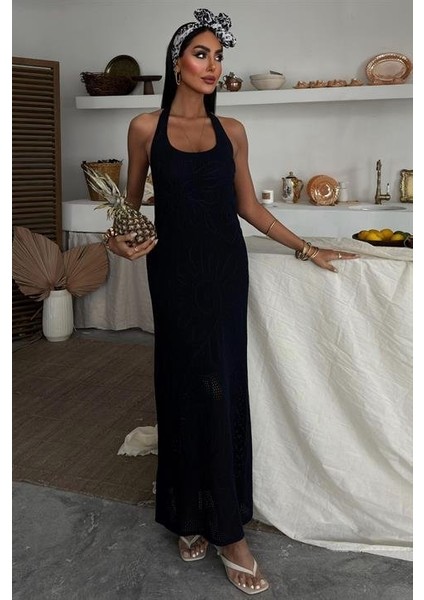 Suzene Nakışlı Astarlı Triko Elbise 2873