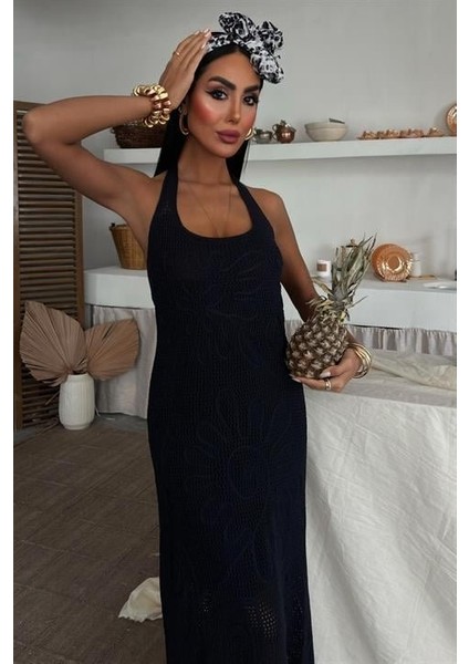 Suzene Nakışlı Astarlı Triko Elbise 2873