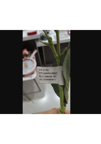 Yapay Çiçek Ortanca Hyrangea Spray Leaves 31INCH Mauve Rose Bitki Yeşil Yapraklı Gerçekçi 1 Adet