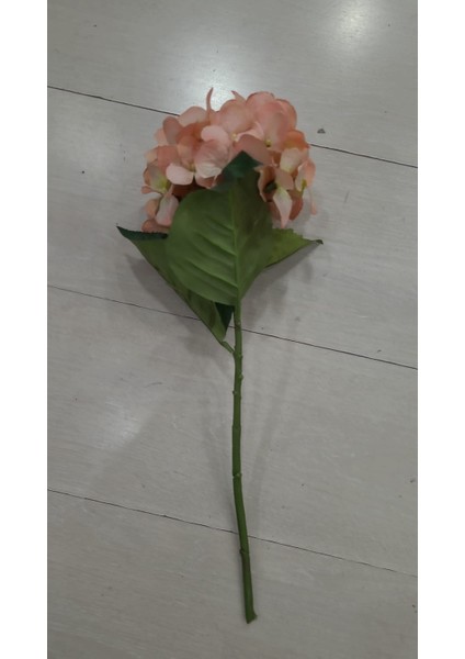 Yapay Çiçek Ortanca Hydrangea Leaves 66CM Salmon Dekoratif Hediyelik Bitki Yeşil Yapraklı 1 Adet