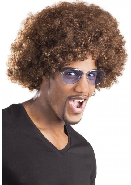 Kahve Renk Kıvırcık Afro Bonus Peruk (5047)