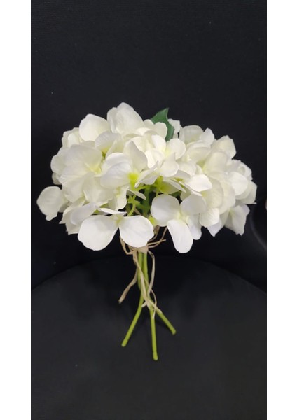 Yapay Çiçek Ortanca Hydrangea Bundle X3 Leaves 11,5inch Beyaz Dekoratif Hediyelik Bitki 1 Adet