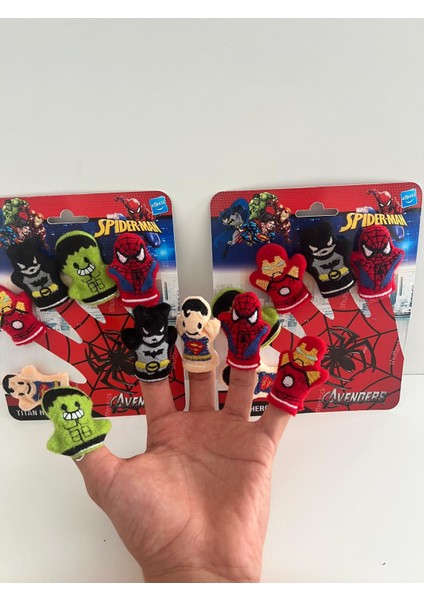 Kukla Parmaklar Avengers Hulk-Batman-Demiradam-Örümcekadam-Süperman 5 Li Karakter Serisi