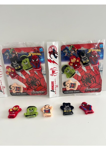 Kukla Parmaklar Avengers Hulk-Batman-Demiradam-Örümcekadam-Süperman 5 Li Karakter Serisi