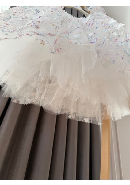 aden Üç Boyutlu Kelebekli Tül Kabarık Tütü Etek Fiyonklu Doğum Günü Mezuniyet Kız Çocuk Elbisesi fırsatları