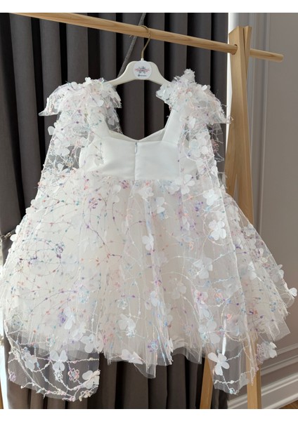 aden Üç Boyutlu Kelebekli Tül Kabarık Tütü Etek Fiyonklu Doğum Günü Mezuniyet Kız Çocuk Elbisesi indirimleri