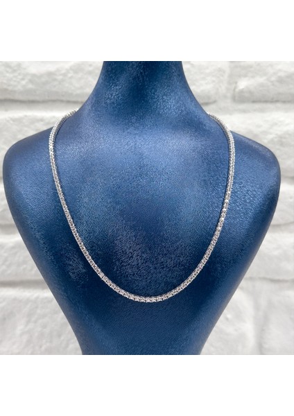 Su Yolu Pırlanta Montür Gümüş Gerdanlık - 2mm Livora Jewelry