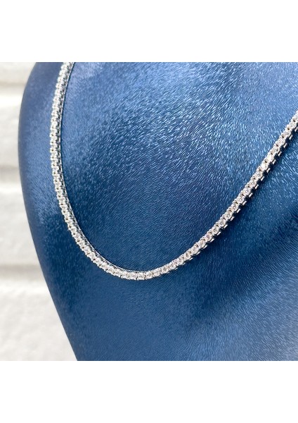 Su Yolu Pırlanta Montür Gümüş Gerdanlık - 2mm Livora Jewelry fiyatları
