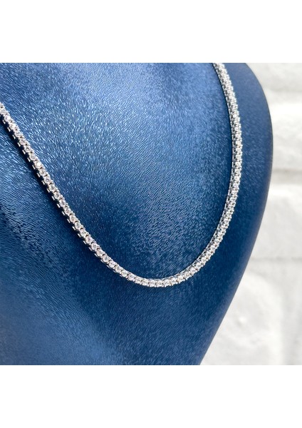 Su Yolu Pırlanta Montür Gümüş Gerdanlık - 2mm Livora Jewelry modelleri