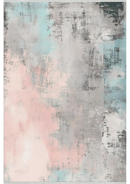 Pastel Renkli Modern Soyut Halı, Mint Yeşili Pudra Gri Renkler, Kaymaz Taban, Yıkanabilir Model