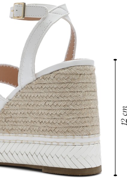 Kadın Beyaz Bilekten Tokalı Dolgu Topuklu Espadril Sandalet 25SFD443218 fiyatları