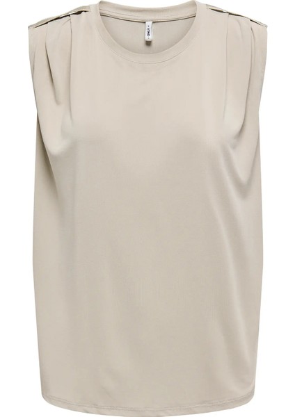 Kadın Onlfree Regular Fit kolsuz Bluz 15290313 Bej